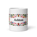 Ashton Exclusive Name Art Piece Home Office Work Coffee Mug Mexican Spanish Pride Gift Cup One - Of - A - Kind Calligraphy White Glossy Mug | A10 - Mexicada