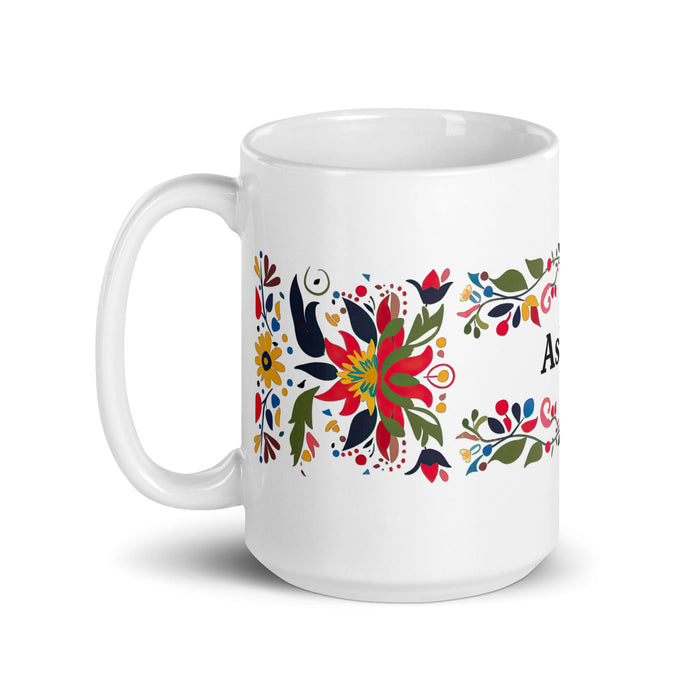 Ashton Exclusive Name Art Piece Home Office Work Coffee Mug Mexican Spanish Pride Gift Cup One - Of - A - Kind Calligraphy White Glossy Mug | A10 - Mexicada