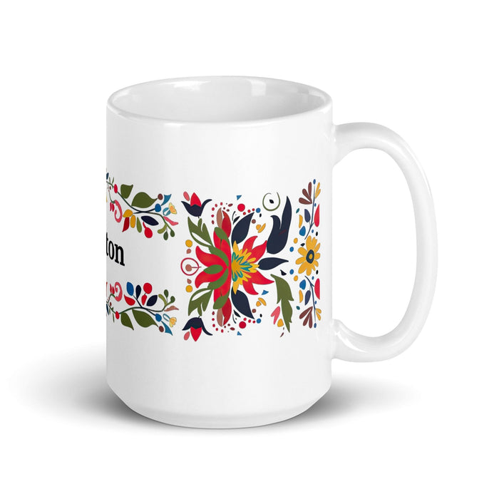 Ashton Exclusive Name Art Piece Home Office Work Coffee Mug Mexican Spanish Pride Gift Cup One-Of-A-Kind Calligraphy White Glossy Mug | A10 Mexicada 15 oz