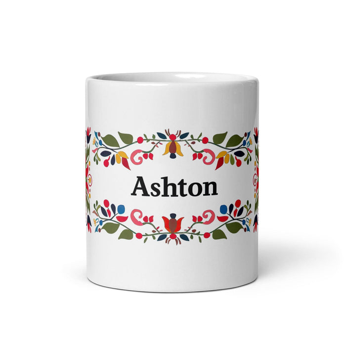 Ashton Exclusive Name Art Piece Home Office Work Coffee Mug Mexican Spanish Pride Gift Cup One-Of-A-Kind Calligraphy White Glossy Mug | A10 Mexicada