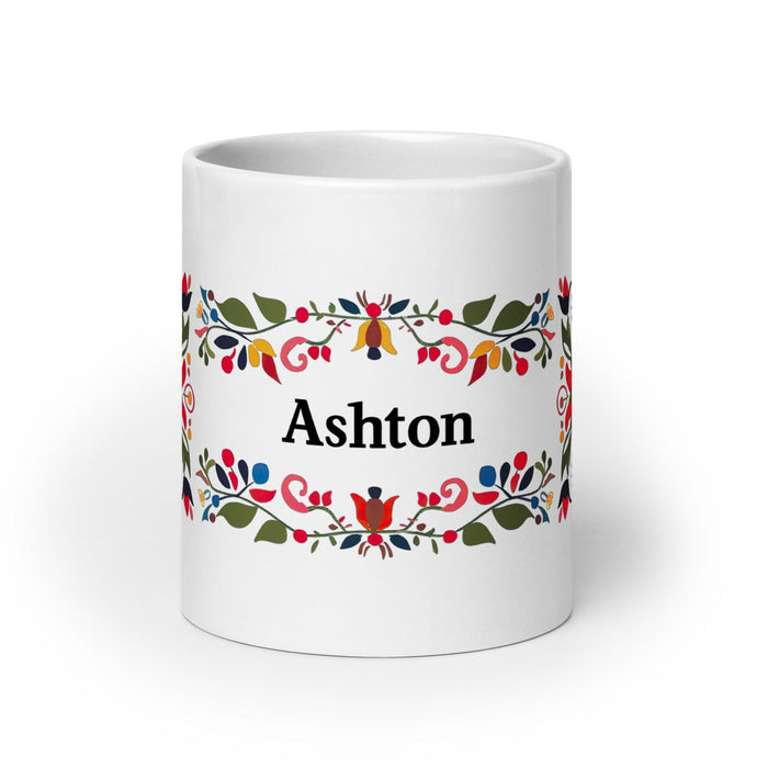 Ashton Exclusive Name Art Piece Home Office Work Coffee Mug Mexican Spanish Pride Gift Cup One-Of-A-Kind Calligraphy White Glossy Mug | A10 Mexicada