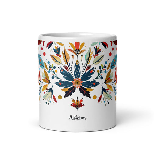 Ashton Exclusive Name Art Piece Home Office Work Coffee Mug Mexican Spanish Pride Gift Cup One - Of - A - Kind Calligraphy White Glossy Mug | A11 - Mexicada