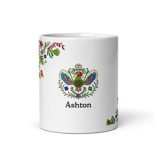 Ashton Exclusive Name Art Piece Home Office Work Coffee Mug Mexican Spanish Pride Gift Cup One - Of - A - Kind Calligraphy White Glossy Mug | A12 - Mexicada