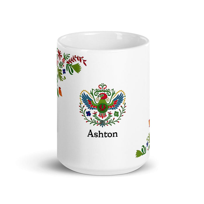 Ashton Exclusive Name Art Piece Home Office Work Coffee Mug Mexican Spanish Pride Gift Cup One-Of-A-Kind Calligraphy White Glossy Mug | A12 Mexicada