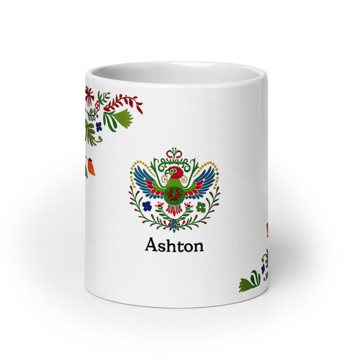 Ashton Exclusive Name Art Piece Home Office Work Coffee Mug Mexican Spanish Pride Gift Cup One-Of-A-Kind Calligraphy White Glossy Mug | A12 Mexicada