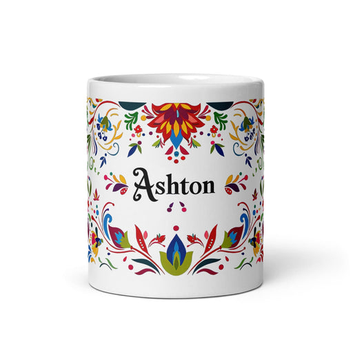 Ashton Exclusive Name Art Piece Home Office Work Coffee Mug Mexican Spanish Pride Gift Cup One - Of - A - Kind Calligraphy White Glossy Mug | A13 - Mexicada