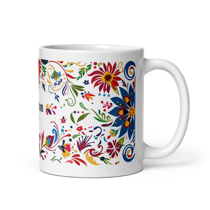 Ashton Exclusive Name Art Piece Home Office Work Coffee Mug Mexican Spanish Pride Gift Cup One - Of - A - Kind Calligraphy White Glossy Mug | A13 - Mexicada