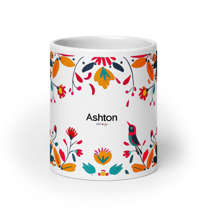 Ashton Exclusive Name Art Piece Home Office Work Coffee Mug Mexican Spanish Pride Gift Cup One-Of-A-Kind Calligraphy White Glossy Mug | A14 Mexicada