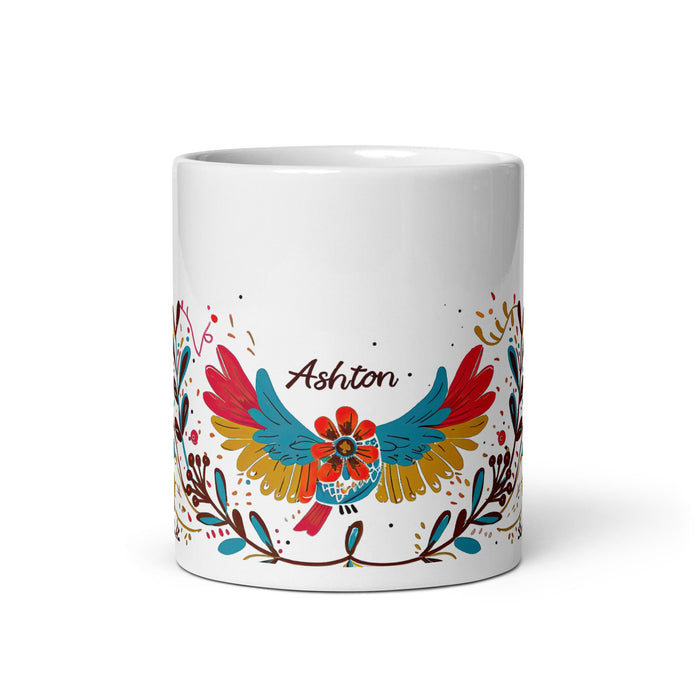 Ashton Exclusive Name Art Piece Home Office Work Coffee Mug Mexican Spanish Pride Gift Cup One - Of - A - Kind Calligraphy White Glossy Mug | A15 - Mexicada