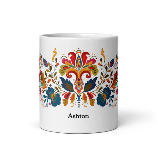 Ashton Exclusive Name Art Piece Home Office Work Coffee Mug Mexican Spanish Pride Gift Cup One - Of - A - Kind Calligraphy White Glossy Mug | A16 - Mexicada