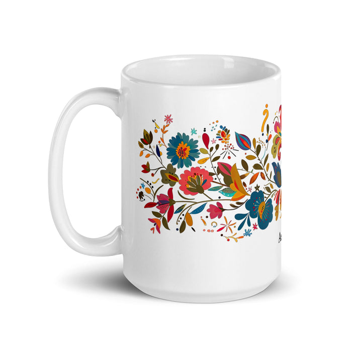 Ashton Exclusive Name Art Piece Home Office Work Coffee Mug Mexican Spanish Pride Gift Cup One - Of - A - Kind Calligraphy White Glossy Mug | A16 - Mexicada