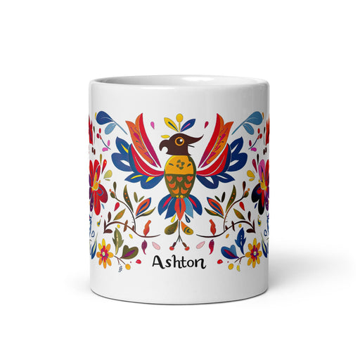 Ashton Exclusive Name Art Piece Home Office Work Coffee Mug Mexican Spanish Pride Gift Cup One - Of - A - Kind Calligraphy White Glossy Mug | A17 - Mexicada