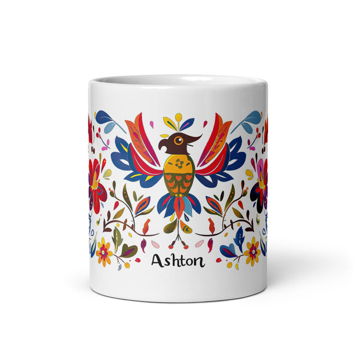 Ashton Exclusive Name Art Piece Home Office Work Coffee Mug Mexican Spanish Pride Gift Cup One - Of - A - Kind Calligraphy White Glossy Mug | A17 - Mexicada