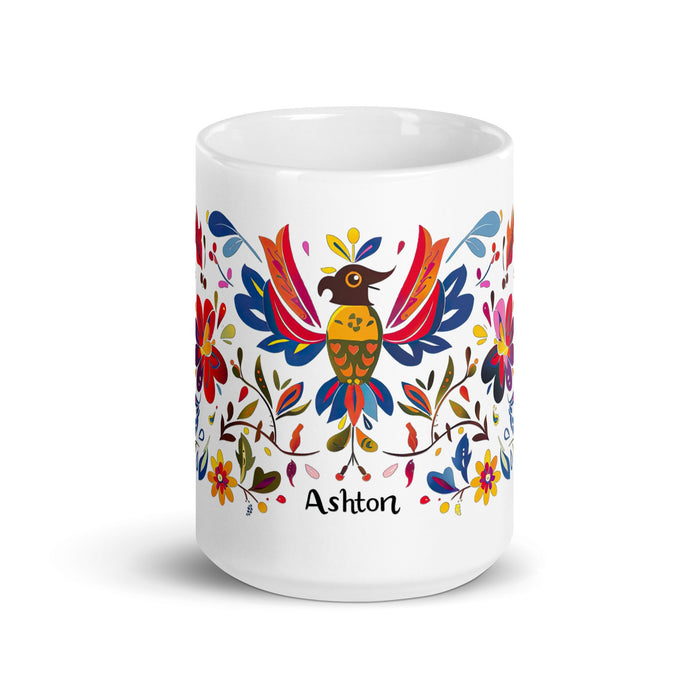 Ashton Exclusive Name Art Piece Home Office Work Coffee Mug Mexican Spanish Pride Gift Cup One - Of - A - Kind Calligraphy White Glossy Mug | A17 - Mexicada