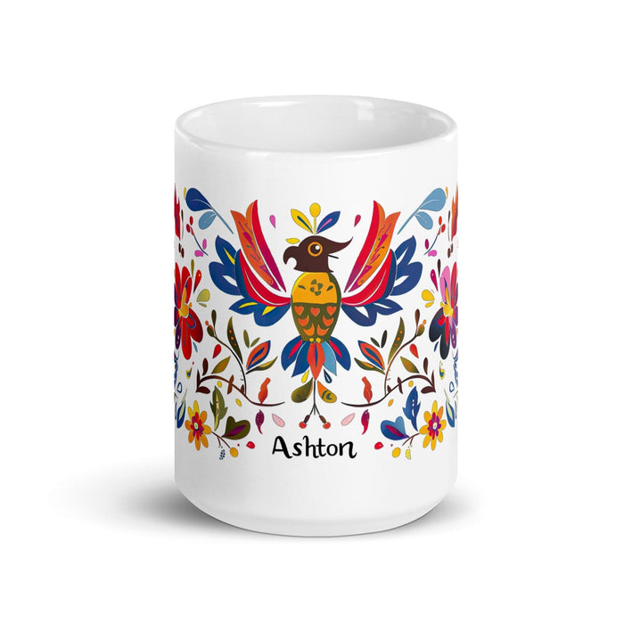 Ashton Exclusive Name Art Piece Home Office Work Coffee Mug Mexican Spanish Pride Gift Cup One-Of-A-Kind Calligraphy White Glossy Mug | A17 Mexicada