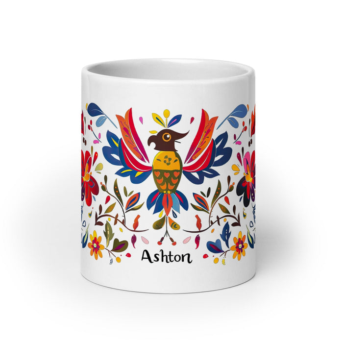 Ashton Exclusive Name Art Piece Home Office Work Coffee Mug Mexican Spanish Pride Gift Cup One-Of-A-Kind Calligraphy White Glossy Mug | A17 Mexicada