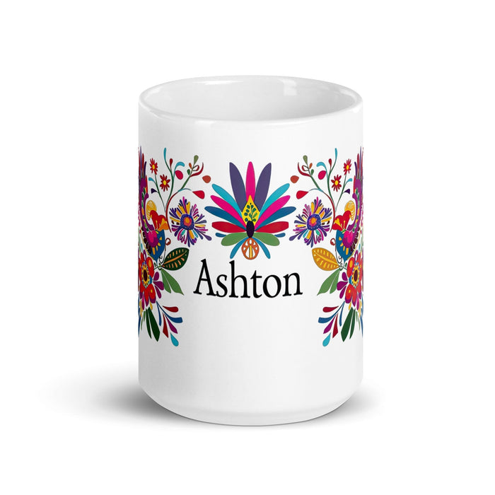 Ashton Exclusive Name Art Piece Home Office Work Coffee Mug Mexican Spanish Pride Gift Cup One-Of-A-Kind Calligraphy White Glossy Mug | A18 Mexicada