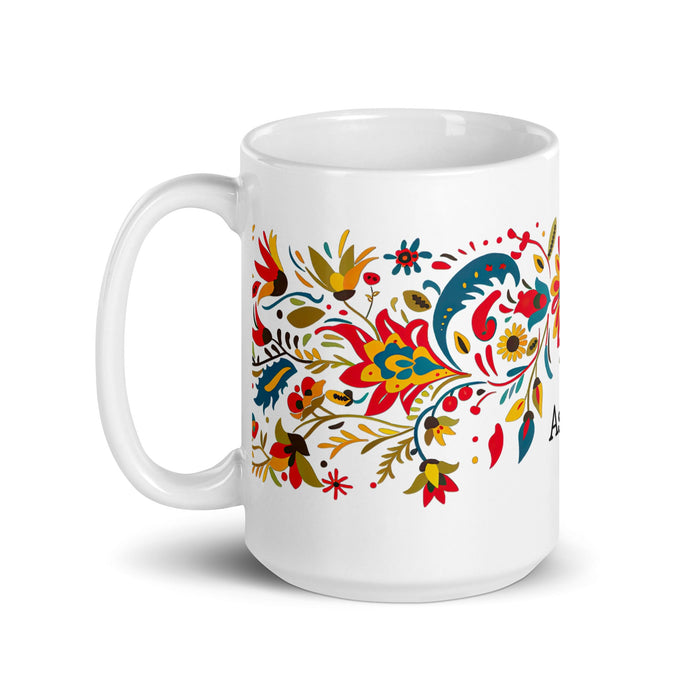 Ashton Exclusive Name Art Piece Home Office Work Coffee Mug Mexican Spanish Pride Gift Cup One - Of - A - Kind Calligraphy White Glossy Mug | A19 - Mexicada