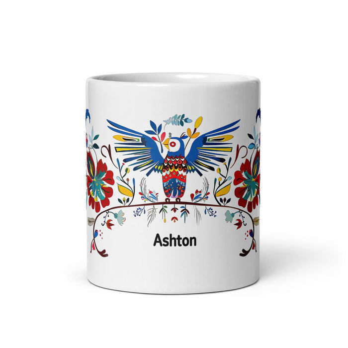 Ashton Exclusive Name Art Piece Home Office Work Coffee Mug Mexican Spanish Pride Gift Cup One - Of - A - Kind Calligraphy White Glossy Mug | A2 - Mexicada