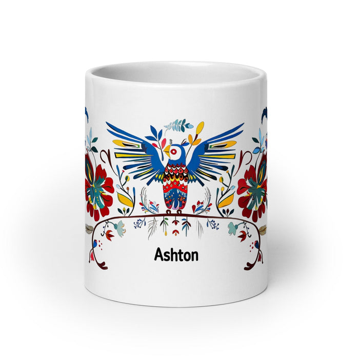 Ashton Exclusive Name Art Piece Home Office Work Coffee Mug Mexican Spanish Pride Gift Cup One-Of-A-Kind Calligraphy White Glossy Mug | A2 Mexicada