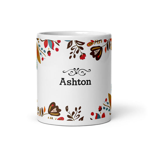 Ashton Exclusive Name Art Piece Home Office Work Coffee Mug Mexican Spanish Pride Gift Cup One - Of - A - Kind Calligraphy White Glossy Mug | A20 - Mexicada