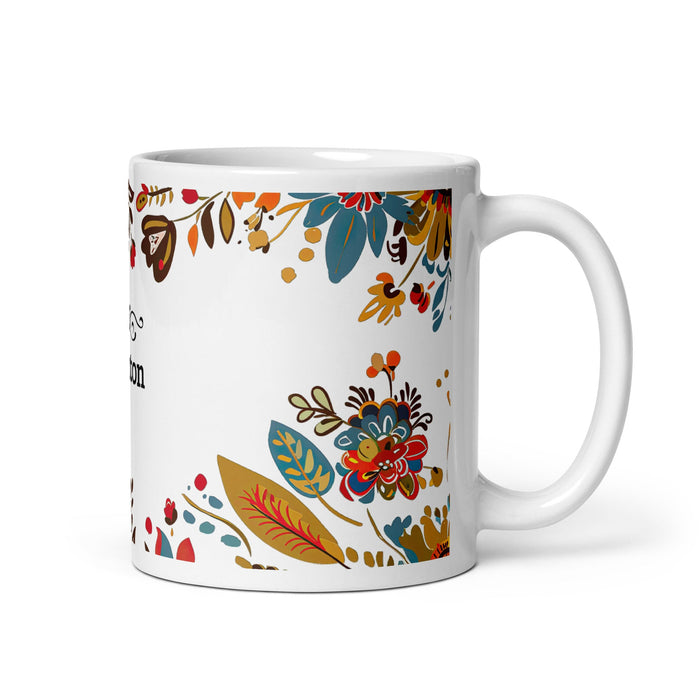 Ashton Exclusive Name Art Piece Home Office Work Coffee Mug Mexican Spanish Pride Gift Cup One - Of - A - Kind Calligraphy White Glossy Mug | A20 - Mexicada