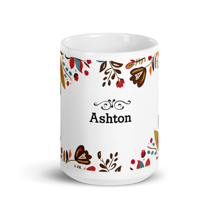 Ashton Exclusive Name Art Piece Home Office Work Coffee Mug Mexican Spanish Pride Gift Cup One-Of-A-Kind Calligraphy White Glossy Mug | A20 Mexicada