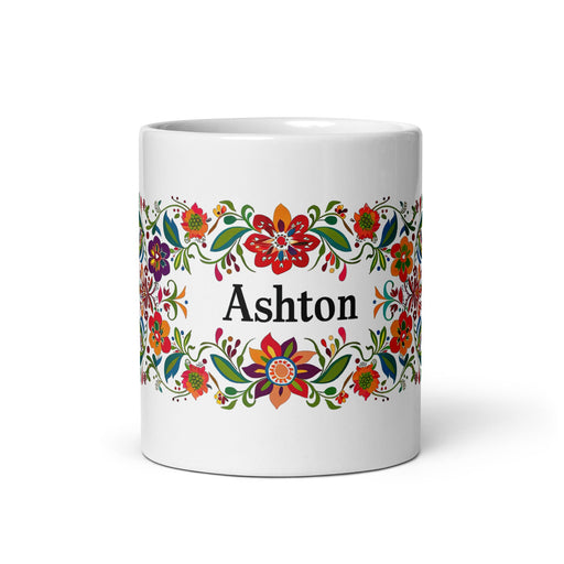 Ashton Exclusive Name Art Piece Home Office Work Coffee Mug Mexican Spanish Pride Gift Cup One - Of - A - Kind Calligraphy White Glossy Mug | A21 - Mexicada