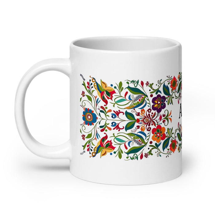 Ashton Exclusive Name Art Piece Home Office Work Coffee Mug Mexican Spanish Pride Gift Cup One - Of - A - Kind Calligraphy White Glossy Mug | A21 - Mexicada