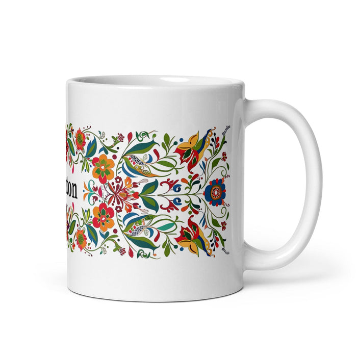 Ashton Exclusive Name Art Piece Home Office Work Coffee Mug Mexican Spanish Pride Gift Cup One-Of-A-Kind Calligraphy White Glossy Mug | A21 Mexicada 11 oz