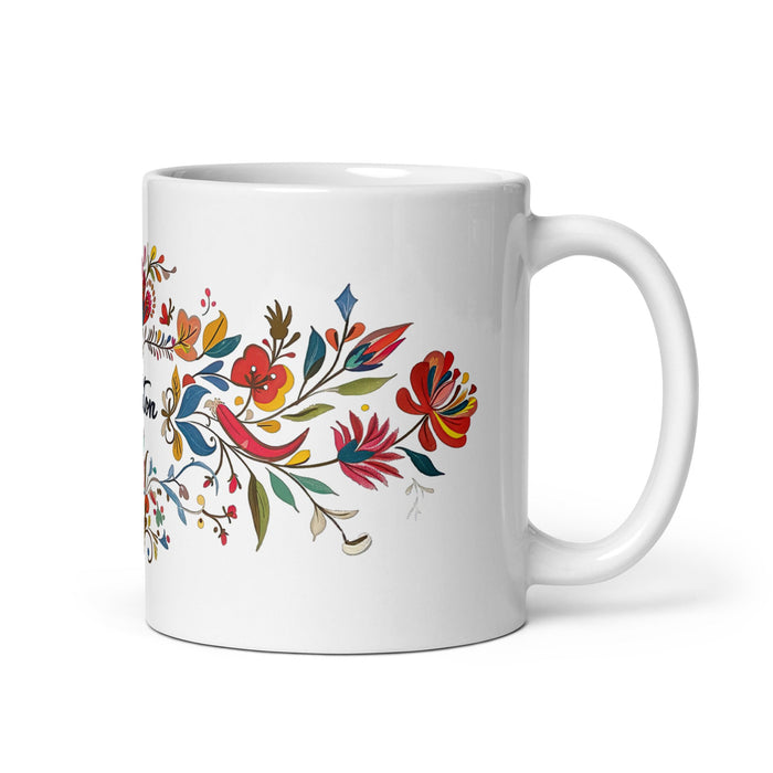 Ashton Exclusive Name Art Piece Home Office Work Coffee Mug Mexican Spanish Pride Gift Cup One - Of - A - Kind Calligraphy White Glossy Mug | A22 - Mexicada