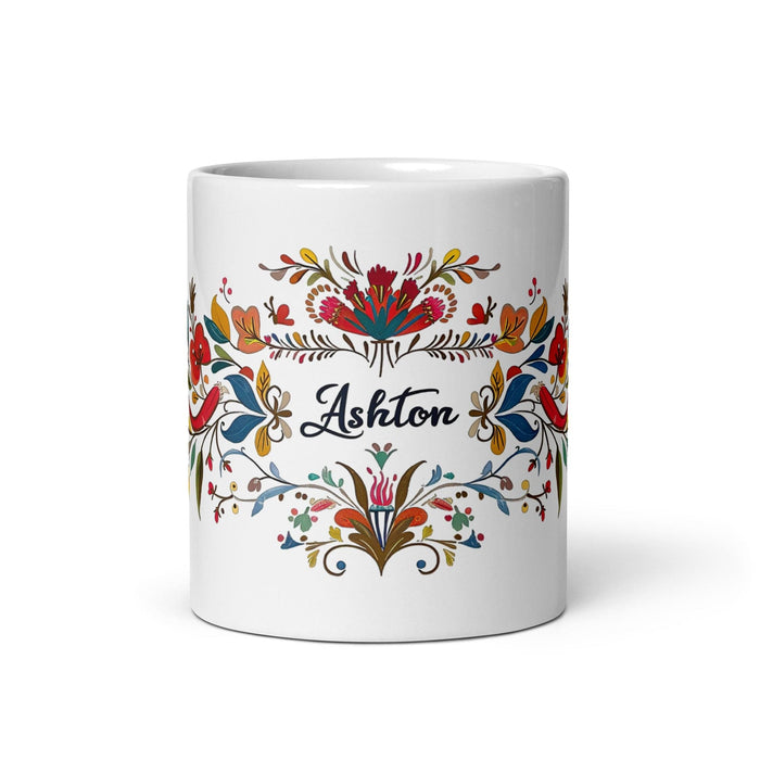 Ashton Exclusive Name Art Piece Home Office Work Coffee Mug Mexican Spanish Pride Gift Cup One-Of-A-Kind Calligraphy White Glossy Mug | A22 Mexicada