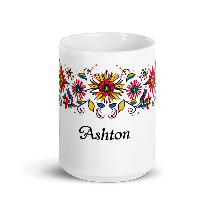 Ashton Exclusive Name Art Piece Home Office Work Coffee Mug Mexican Spanish Pride Gift Cup One - Of - A - Kind Calligraphy White Glossy Mug | A24 - Mexicada