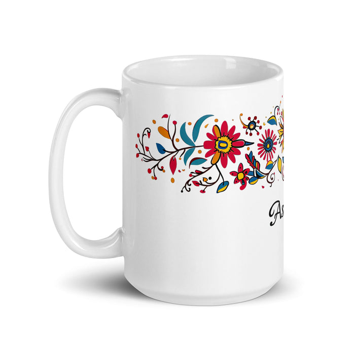 Ashton Exclusive Name Art Piece Home Office Work Coffee Mug Mexican Spanish Pride Gift Cup One - Of - A - Kind Calligraphy White Glossy Mug | A24 - Mexicada