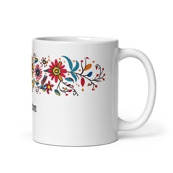 Ashton Exclusive Name Art Piece Home Office Work Coffee Mug Mexican Spanish Pride Gift Cup One - Of - A - Kind Calligraphy White Glossy Mug | A24 - Mexicada