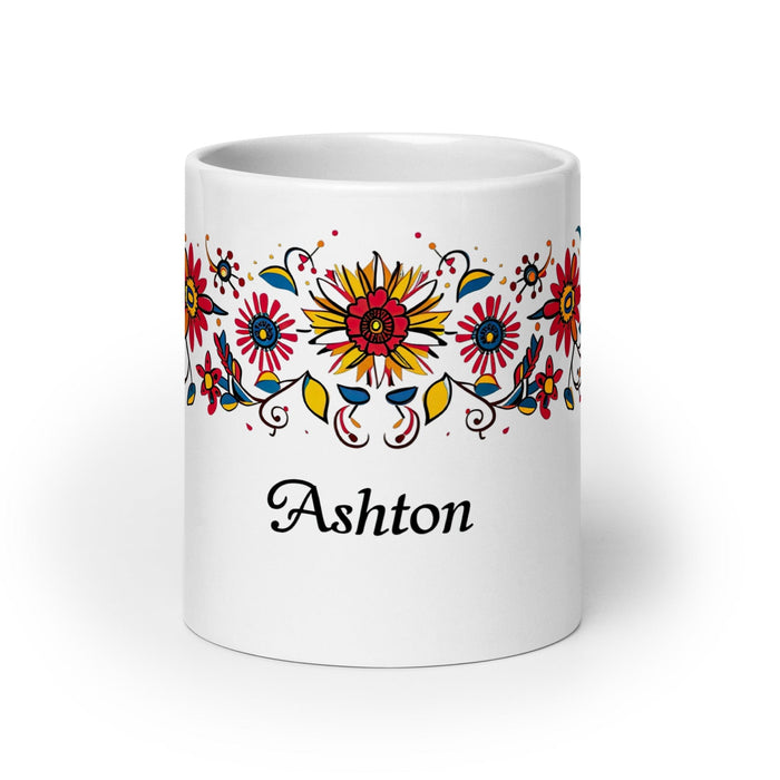 Ashton Exclusive Name Art Piece Home Office Work Coffee Mug Mexican Spanish Pride Gift Cup One-Of-A-Kind Calligraphy White Glossy Mug | A24 Mexicada