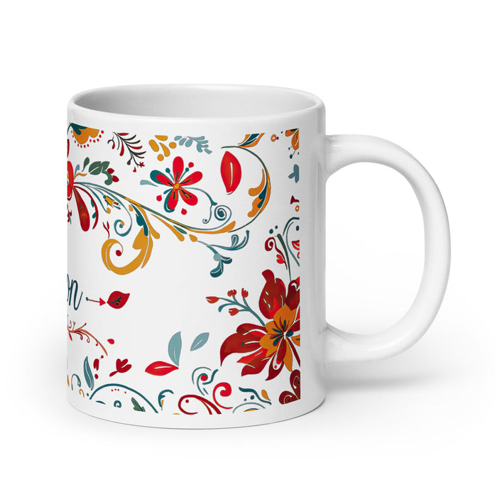 Ashton Exclusive Name Art Piece Home Office Work Coffee Mug Mexican Spanish Pride Gift Cup One - Of - A - Kind Calligraphy White Glossy Mug | A25 - Mexicada