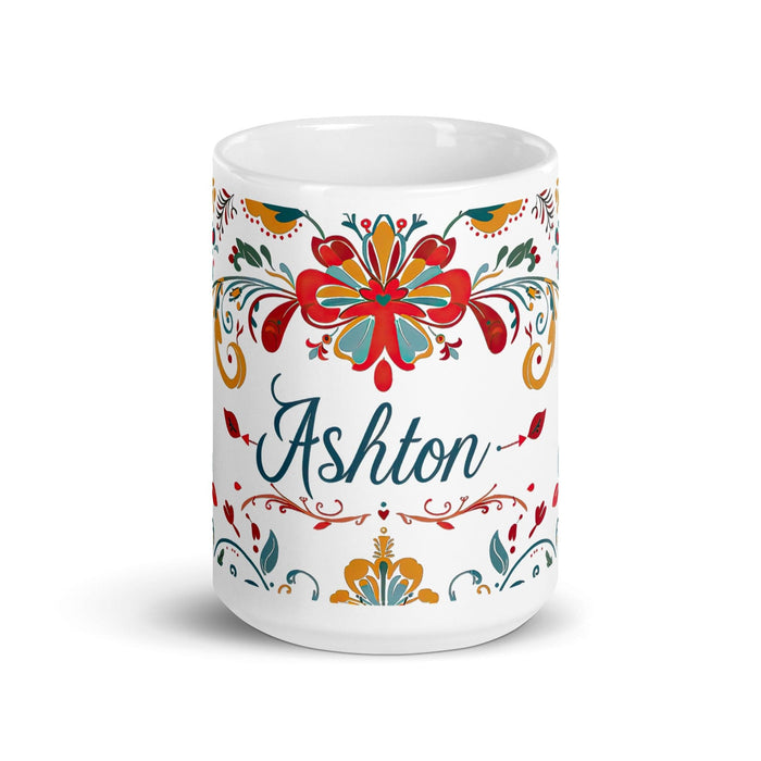 Ashton Exclusive Name Art Piece Home Office Work Coffee Mug Mexican Spanish Pride Gift Cup One-Of-A-Kind Calligraphy White Glossy Mug | A25 Mexicada