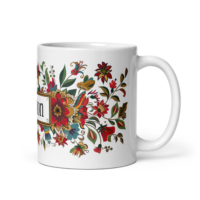 Ashton Exclusive Name Art Piece Home Office Work Coffee Mug Mexican Spanish Pride Gift Cup One - Of - A - Kind Calligraphy White Glossy Mug | A26 - Mexicada