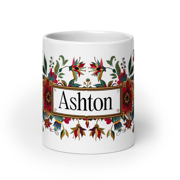 Ashton Exclusive Name Art Piece Home Office Work Coffee Mug Mexican Spanish Pride Gift Cup One-Of-A-Kind Calligraphy White Glossy Mug | A26 Mexicada