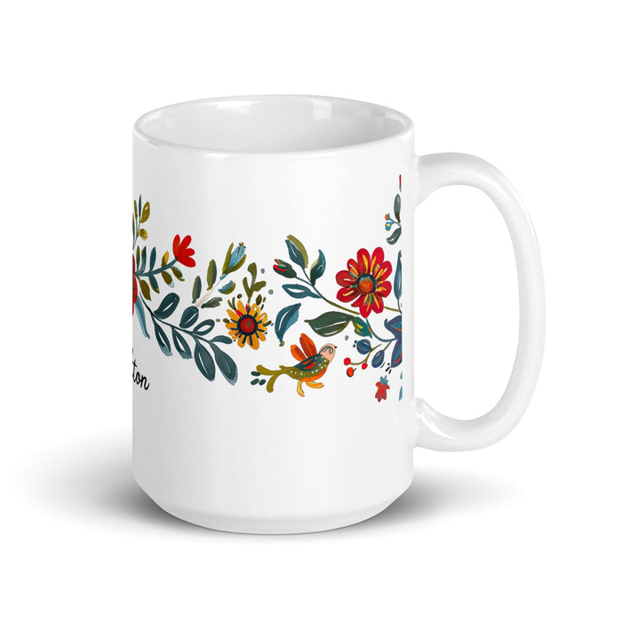 Ashton Exclusive Name Art Piece Home Office Work Coffee Mug Mexican Spanish Pride Gift Cup One-Of-A-Kind Calligraphy White Glossy Mug | A27 Mexicada 15 oz