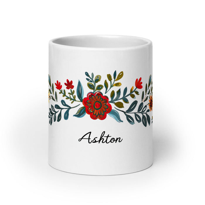 Ashton Exclusive Name Art Piece Home Office Work Coffee Mug Mexican Spanish Pride Gift Cup One-Of-A-Kind Calligraphy White Glossy Mug | A27 Mexicada