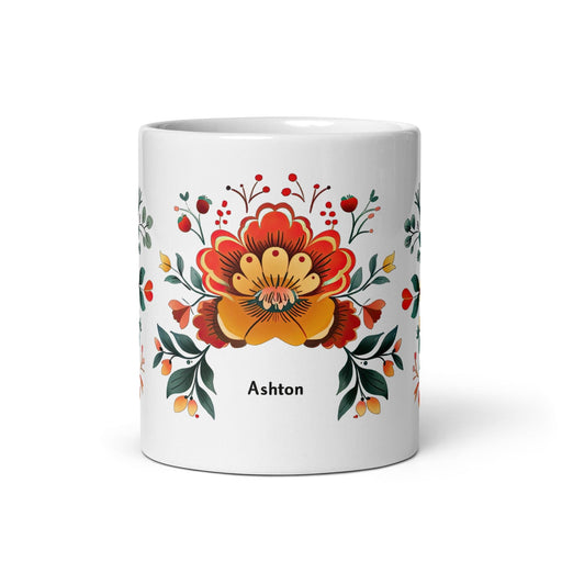 Ashton Exclusive Name Art Piece Home Office Work Coffee Mug Mexican Spanish Pride Gift Cup One-Of-A-Kind Calligraphy White Glossy Mug | A28 Mexicada