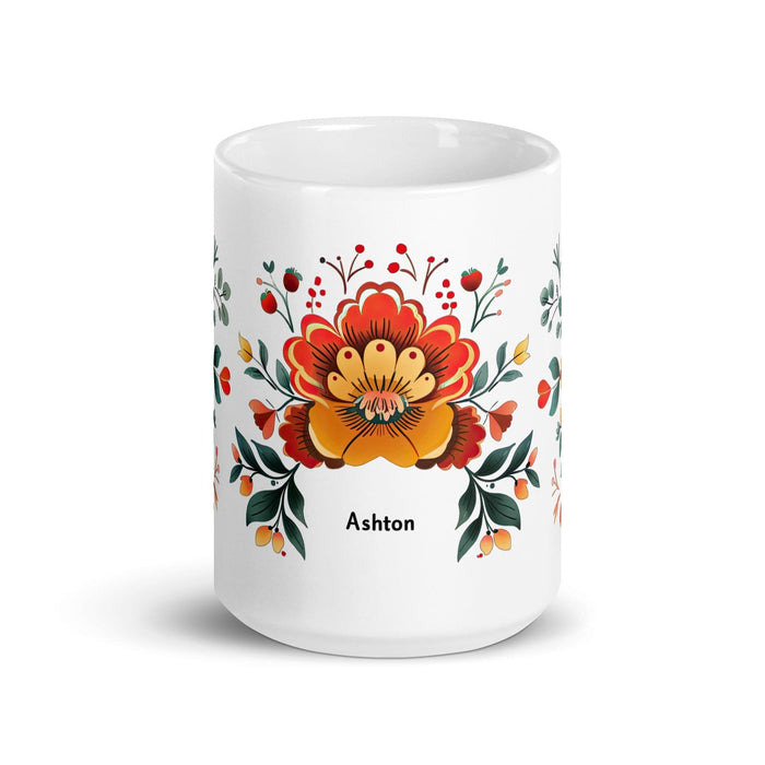 Ashton Exclusive Name Art Piece Home Office Work Coffee Mug Mexican Spanish Pride Gift Cup One-Of-A-Kind Calligraphy White Glossy Mug | A28 Mexicada