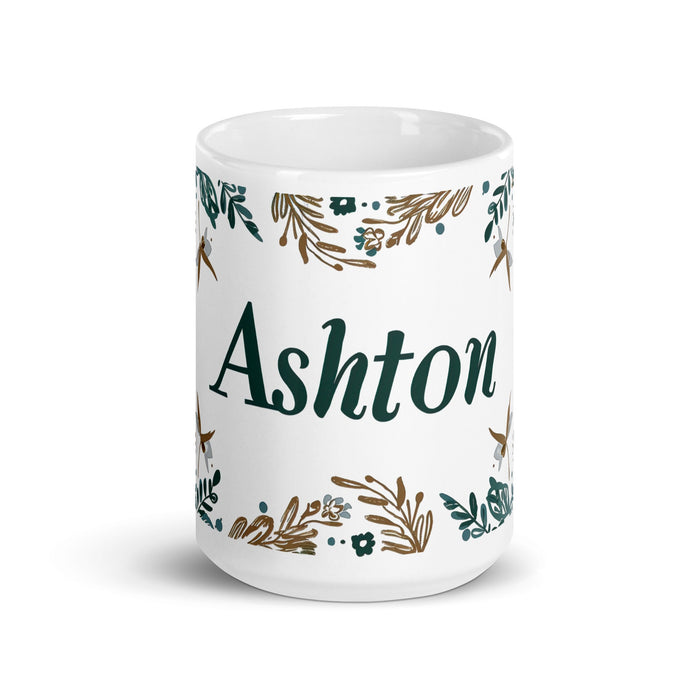 Ashton Exclusive Name Art Piece Home Office Work Coffee Mug Mexican Spanish Pride Gift Cup One - Of - A - Kind Calligraphy White Glossy Mug | A29 - Mexicada