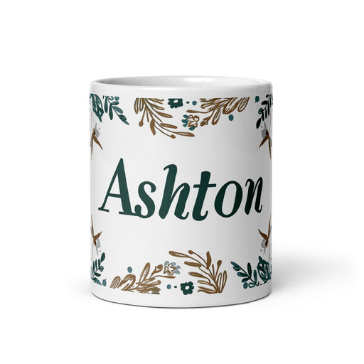 Ashton Exclusive Name Art Piece Home Office Work Coffee Mug Mexican Spanish Pride Gift Cup One - Of - A - Kind Calligraphy White Glossy Mug | A29 - Mexicada