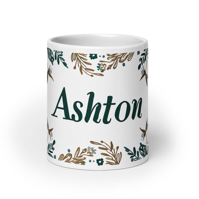 Ashton Exclusive Name Art Piece Home Office Work Coffee Mug Mexican Spanish Pride Gift Cup One - Of - A - Kind Calligraphy White Glossy Mug | A29 - Mexicada