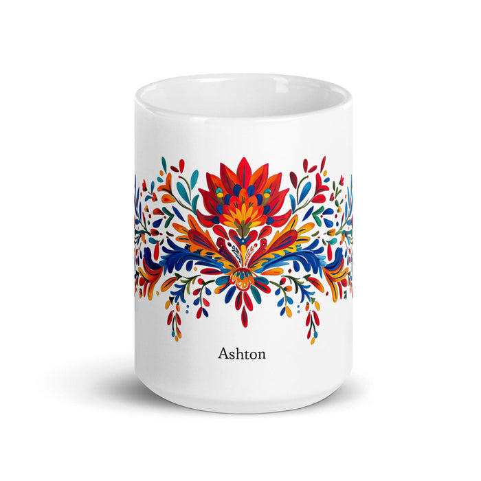 Ashton Exclusive Name Art Piece Home Office Work Coffee Mug Mexican Spanish Pride Gift Cup One-Of-A-Kind Calligraphy White Glossy Mug | A3 Mexicada