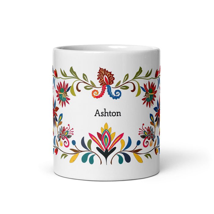 Ashton Exclusive Name Art Piece Home Office Work Coffee Mug Mexican Spanish Pride Gift Cup One - Of - A - Kind Calligraphy White Glossy Mug | A30 - Mexicada