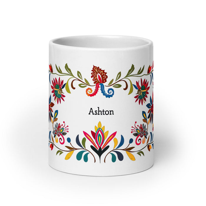 Ashton Exclusive Name Art Piece Home Office Work Coffee Mug Mexican Spanish Pride Gift Cup One-Of-A-Kind Calligraphy White Glossy Mug | A30 Mexicada